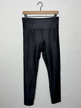 WAP128 {Zyia} Black Coated High Rise 7/8 Yoga Gym Leggings